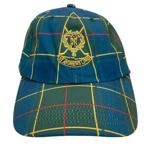 St Andrews Links Tartan Collection Golf Hat Blue Plaid Embroidered Logo Scotland